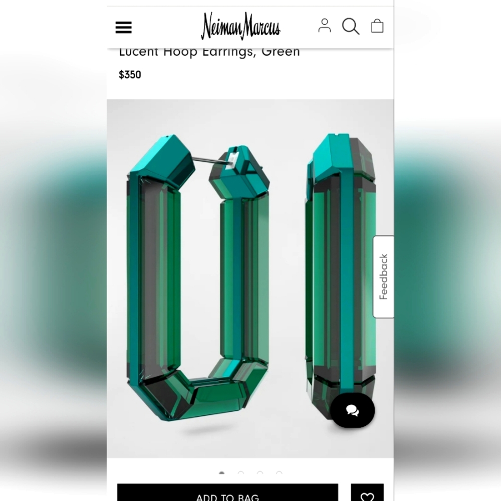Genuine Swarovski deep green Lucent Hoop Earrings